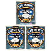 3X Hammerite Hammered White Paint 750ml Tin Paint